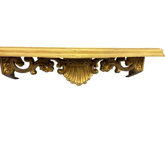 Vtg Homco Gold Ornate Wall Mirror & Shelf Hollywood Regency - Picture 5 of 7
